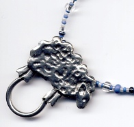 denim blue with sheep close-up
