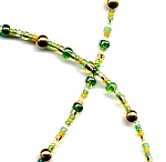 close-up of green badge holder