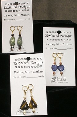 serpentine, tigereye and lapis knitting stitch markers