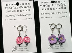 stitch markers rose and purple flower