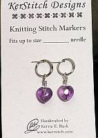amethyst heart stitch markers
